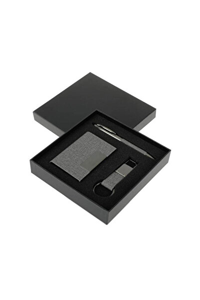 MAXPRINT Silvan - Gift Set (Card Holder, Key Chain and Pen) - Grey
