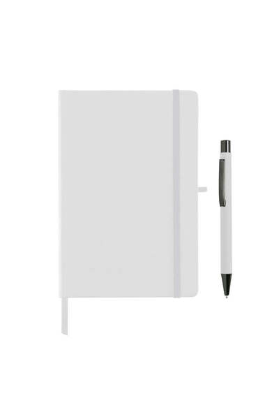 MAXPRINT Borna - A5 Hard Cover Notebook and Pen Set - White