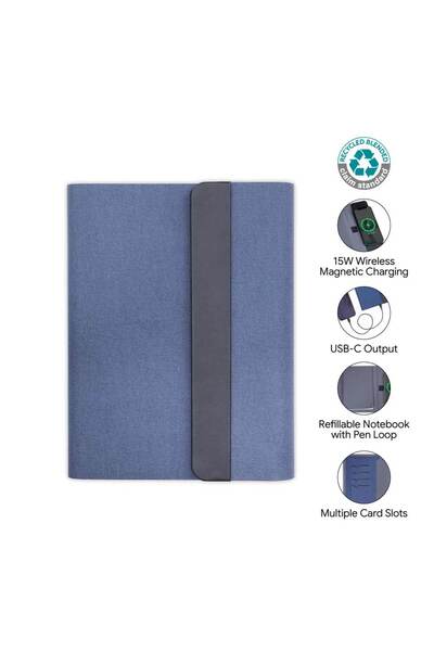 MAXPRINT Bergmund - 10000mAh Mag Wireless Powerbank Portfolio - Navy, Blue