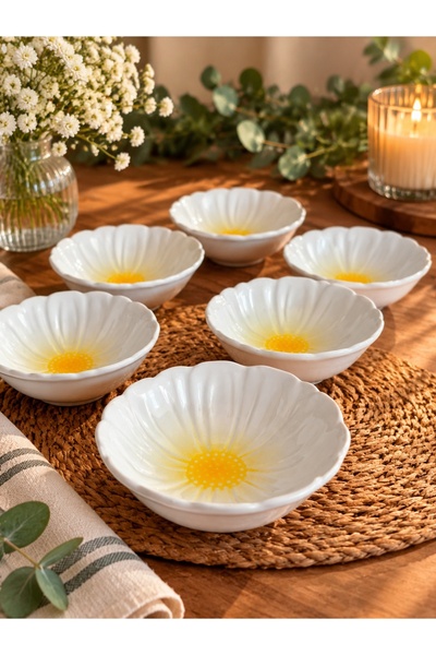 CASA DE BELLA Daisy Patterned Snack Bowl for 6 People, 11.5cm