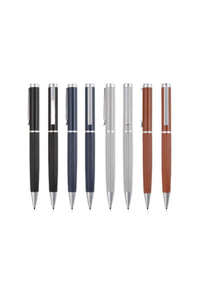 MAXPRINT Agenda Pen - Stylish Metal Pen with Corrugated Design, Gray