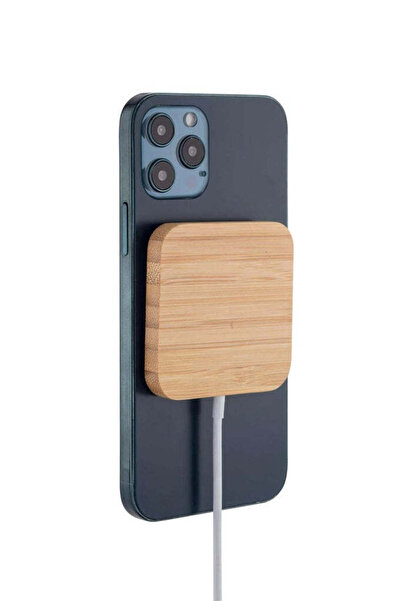 MAXPRINT Domitz - 15W Square Bamboo Magsafe Wireless Charger, Natural