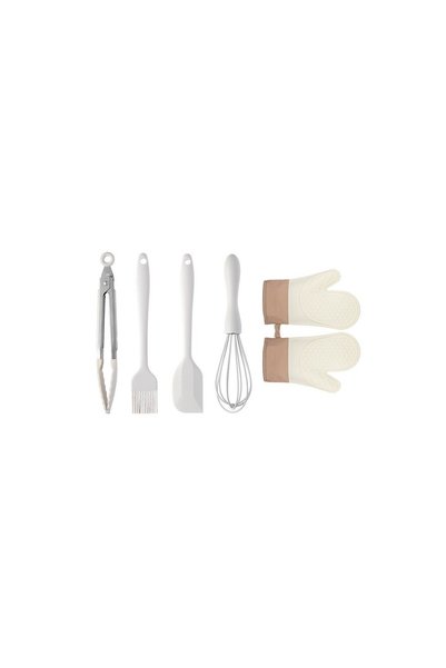 OEM Set 5 Ustensile de Bucatarie, din Silicon+Inox, Termorezistente, Antiader...