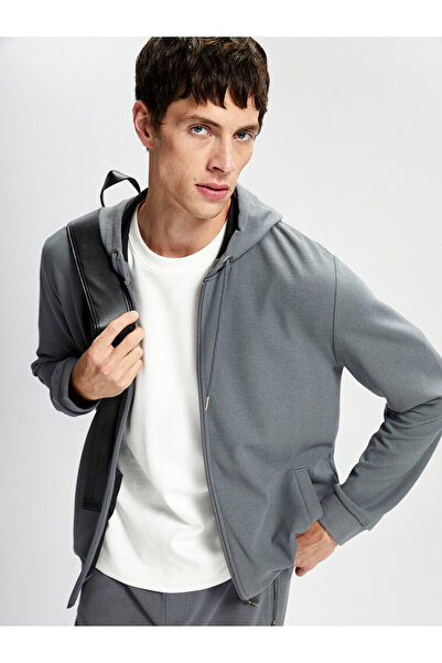 LC Waikiki Özmarka New Season Hooded Long Sleeve Men's Zippered Sweatshirt