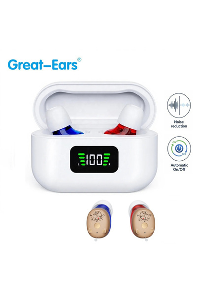 GreatEars Great-Ears G93 Επαναφορτιζόμενα Ακουστικά Βαρηκοΐας CIC Ζεύγος με Θ...