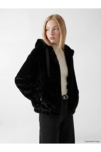 LC Waikiki Hooded Oversize Women's Plush Jacket (W6)