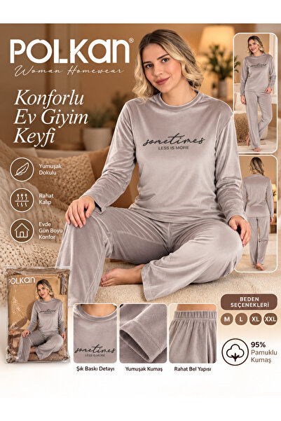 Kadife Uzun Kollu Pijama Takımı