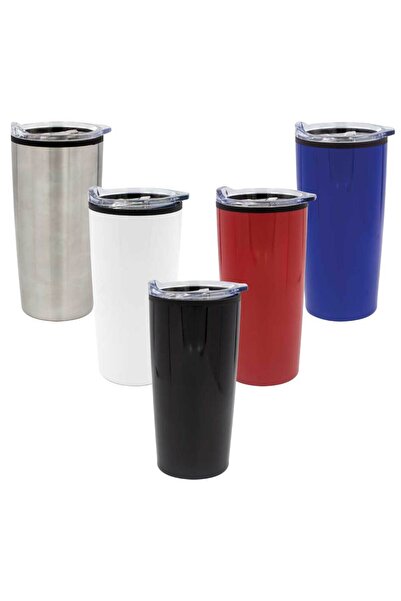 MAXPRINT Double-Wall Travel Mugs with Clear Lid, Dark Blue