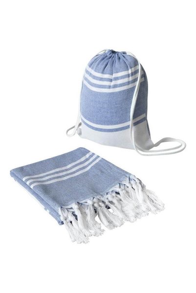 MAXPRINT Amara - Beach Towel in Drawstring Bag, Blue/White