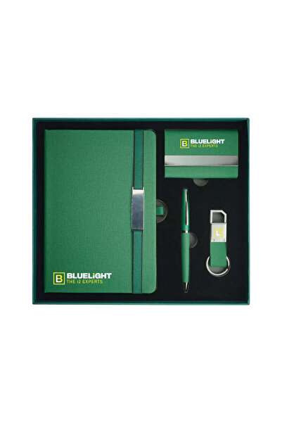 MAXPRINT Office Gift Sets with Notebook, Pen, Card Holder, Keychain, Grey PU Leather