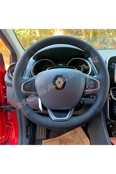 HasAkman Renault Clio 4 Dikme Direksiyon Kılıfı Premium Komple Delikli Deri S...