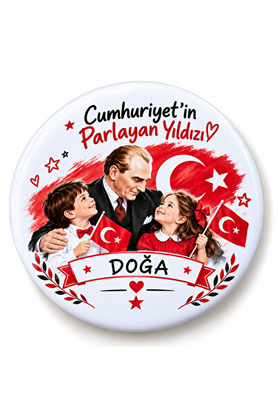 İsimli 29 Ekim cumhuriyet bayramı rozeti 58 mm 15 Adet İğneli Rozet