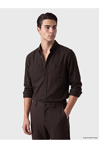 LC Waikiki Lcwaikiki Classic Brown Gabardine Plain Standard & Regular Men's S...
