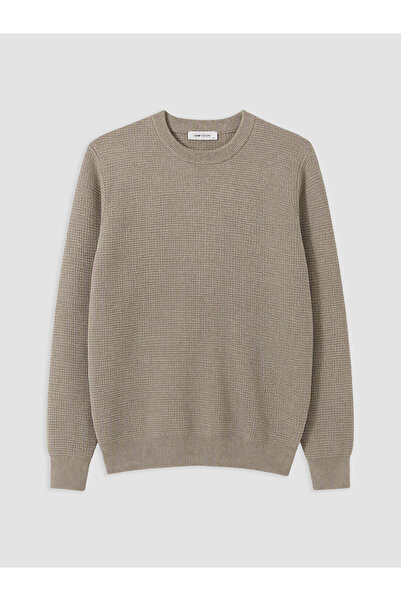 LC Waikiki Lcw Vision Brown Knitwear Flat Oval Collar Men's Sweater with Neva...