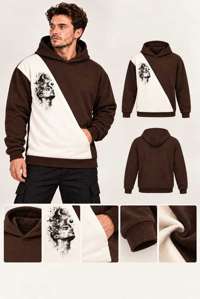 HUMAN LOVE New Design Special Combination Men's Hooded Sweatshirt