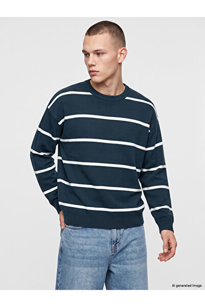 LC Waikiki Nevavm Farkıyla Xside Petrol Knitwear Striped Oval Collar Men's Sw...