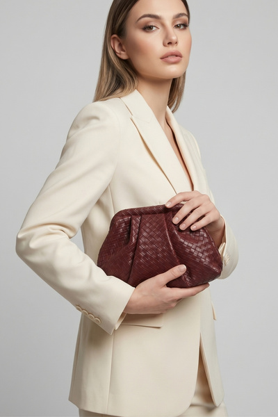 themoiss Knitted Leather Women's Shoulder & Portfolio & Clutch Bag