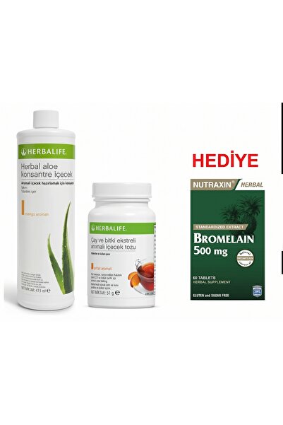 Herbalife Aloe Mango ve 51gr Şeftali Çay (Bromelain Hediyeli 500mg 60tablet)