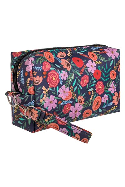DD SHOP Portfard Negru Floral cu Maner 20x7x14cm - tip Valiza, Cosmetice Prod...