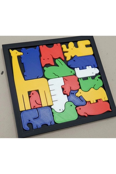 Figür Yuvası Hayvanat Bahçesi Temalı Ahşap / 3D Eğitici Blok Yerleştirme ve Zeka Bulmacası