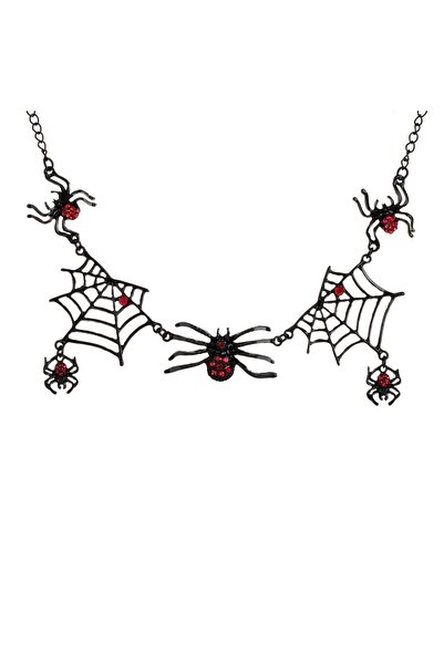 DD SHOP Accesoriu de Halloween Colier Gothic Negru cu Paianjeni Metalici & St...