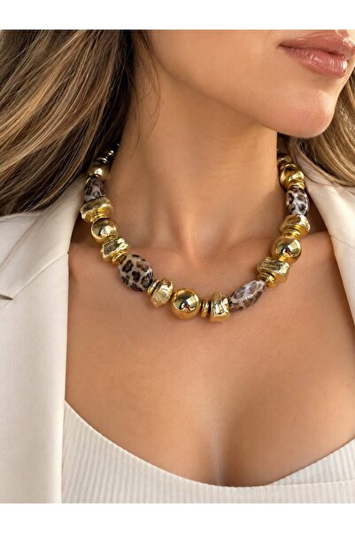 GK LUXURY & FASHION Leopard Luxe Necklace Design Bone Pendant with Leopard De...