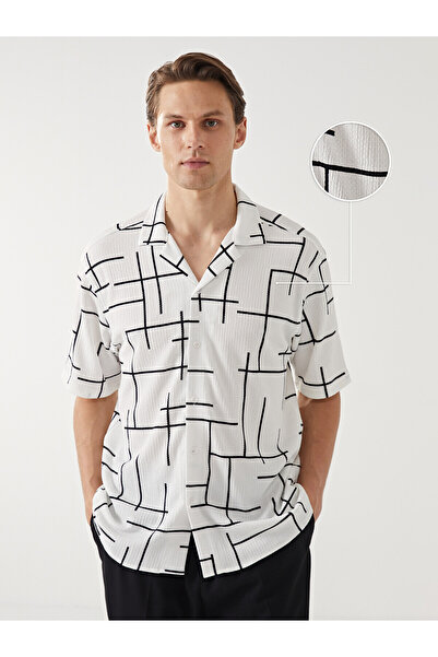 LC Waikiki Lcw Vision White Raschel Patterned Standard & Regular Men's Shirt ...