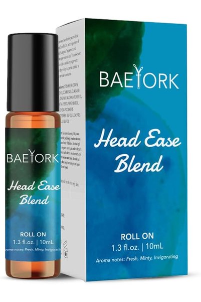 BAEYORK Head Ease Roll-On Blend 10مل - زيوت عطرية من النعناع والوينترجرين وال...