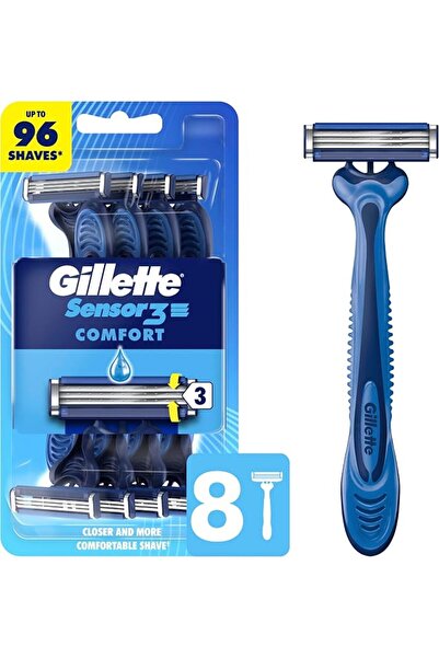 Gillette شفرات حلاقة سنسور3 كومفورت للرجال، 8 قطع، مع شريط تزليق ينزلق بسهولة...