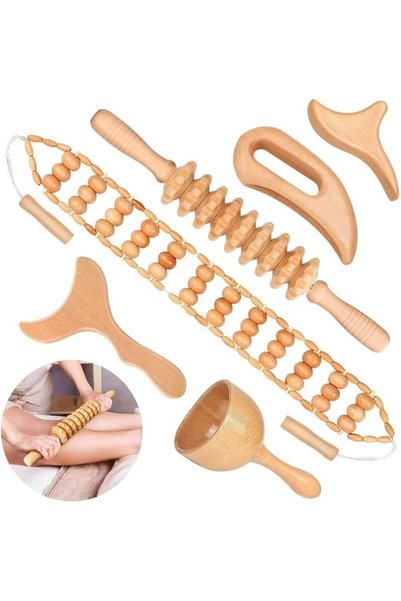 Paporich Wood Therapy Massage Tools, 6-in-1 Wooden Massager Body Sculpting To...