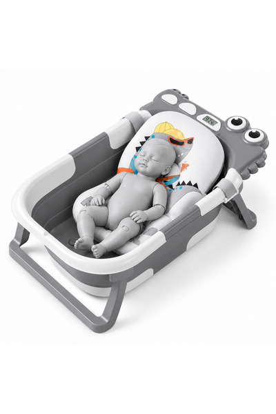 PREMIFY Foldable Baby Bathtub with Thermometer, Floating Cushion & Drain Hole...