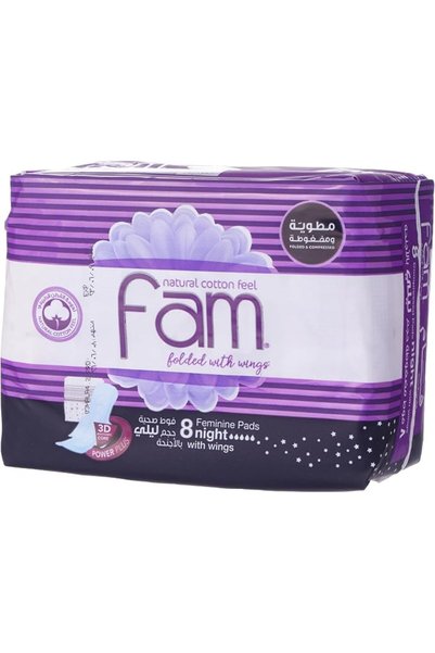 Fam Protect Fam Maxi Sanitary Pad Folded with Wings Night 96 pads, 12 Packs