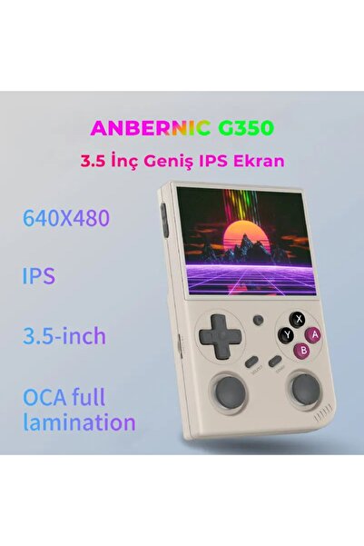 ANBERNIC G350 Gri Retro El Oyun Konsolu 64 GB - 3.5 İnç IPS Ekran RK3326 İşlemci 3200 mAh Batarya (PSP, PS1, NDS Destekli)