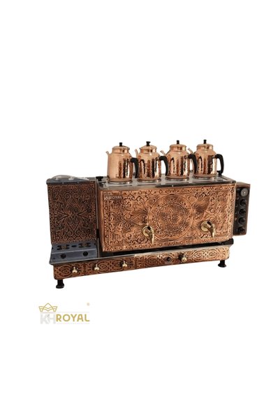 KH Royal سماور شاي تركي نحاسي 4 عين كهرباء و غاز