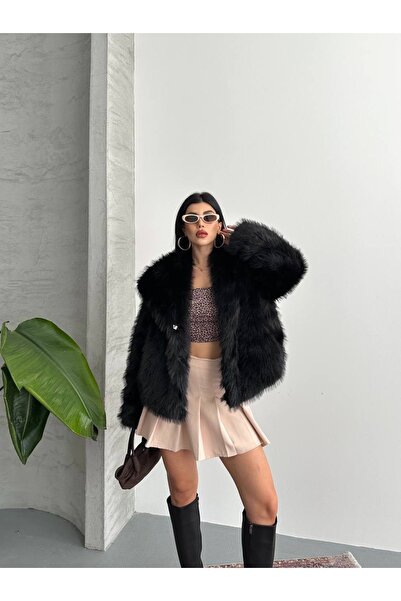 Celiora Women's Faux Fur Plush Coat Oversized Snap Button Double Pocket Winte...