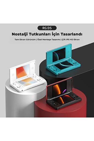 ANBERNIC RG DS Çift Ekranlı Retro El Oyun Konsolu 3 GB RAM 32 GB Mavi - Çift ...