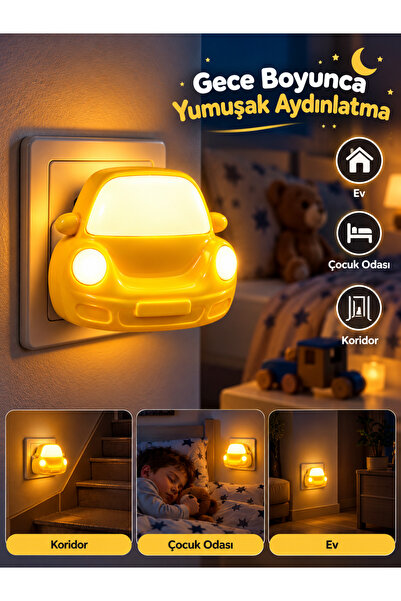 Janissary Araç LED Arabalı Gece Lambası Sarı – Priz Tipi Çocuk Odası Koridor ...