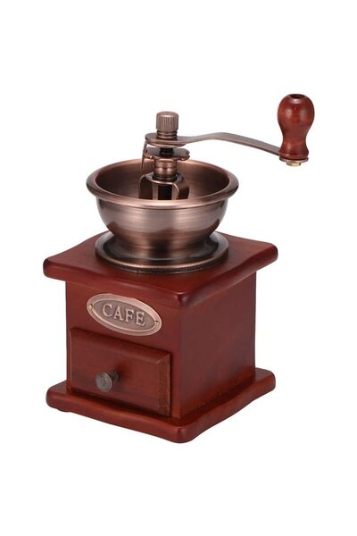 OEM Vintage manual wooden grinder, for coffee, spices, nuts and herbs, Brown