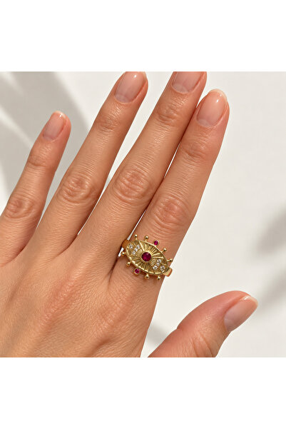 Cleopatra Gold Vintage Ayarlanabilir Yüzük – Taş Detaylı