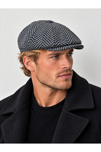 Rupen Kraft Deep fishbone winter beanie hat british style beanie hat with ela...