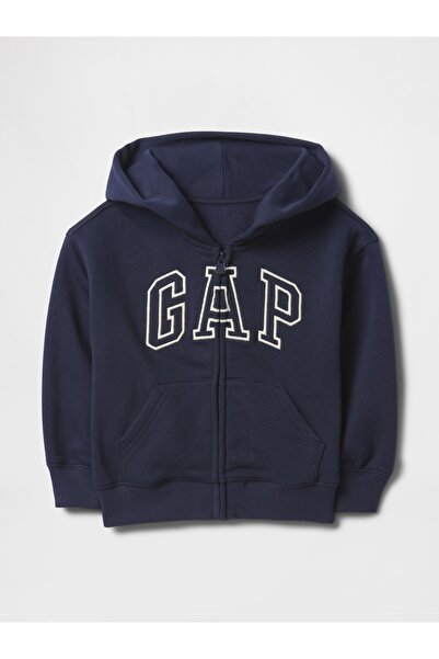 GAP Erkek Bebek Lacivert VintageSoft Logo Fermuarlı Sweatshirt