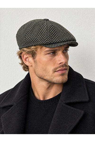 Rupen Kraft Deep fishbone winter beanie hat british style beanie hat with ela...