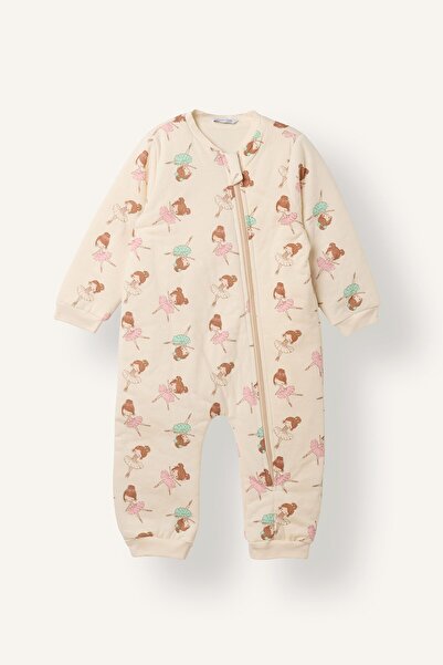 DeFacto 100% Cotton Zippered Animal Pattern Printed Sleeping Bag for Baby Gir...