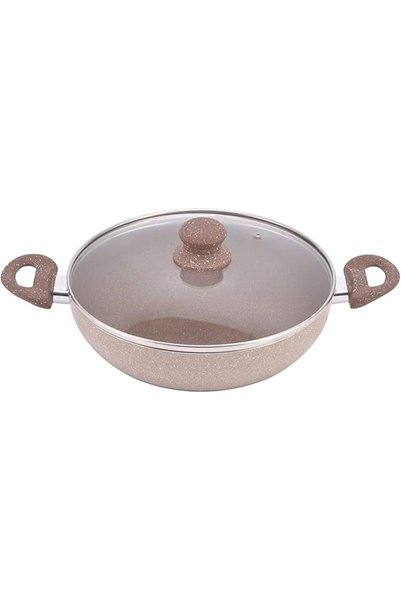 MISTER COOK 2 مقلاة جرانيت ماركة ميستر كوك مع غطاء، مقاس 32 سم، سمك 2.5 مم