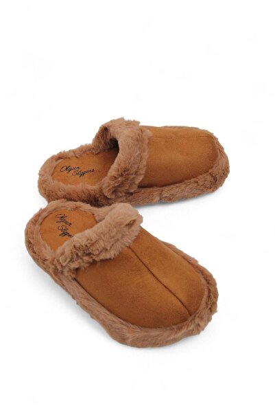 Juuuj Tan Suede Textured Fur Inner Lining Detailed Comfortable Sole Winter Ca...