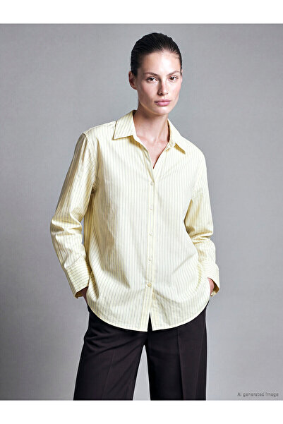 LC Waikiki Two Mt Shop Quality Lcw Studio Yellow Striped Women's Shirt