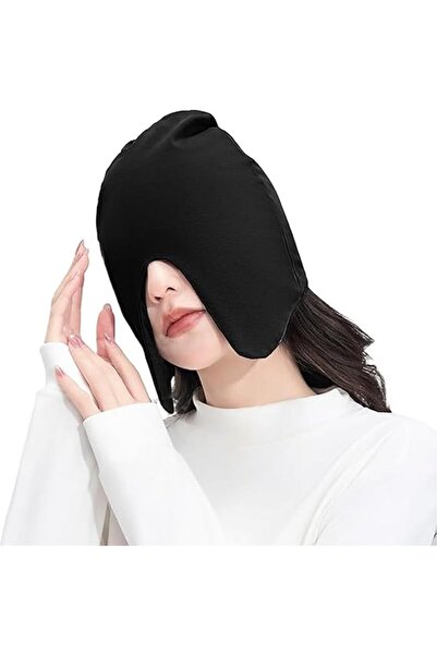 Yelajoy Black Sleeping Cap with Eye Mask, Soft Windproof Warm Cap, Sleeping H...