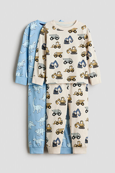 H&M 2'li Baskılı ve Pamuklu Pijama Takımı