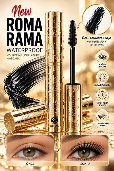 MAQYA KOZMETİK Roma Rama Waterproof Maskara – Yoğun Görünüm Veren Hacim ve Be...