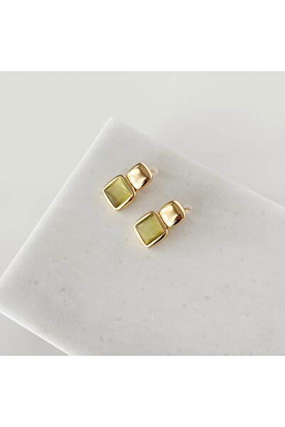 Vesce Atelier Olivine Square Natural Stone Earrings